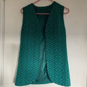 60s vintage teal and green tapestry vest